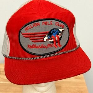 Vintage Halliburton Trucker Hat Red Snapback Million Mile Kalkaska Michigan‎ Oil